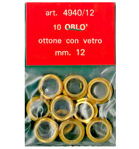 Oblo metallo ottone mm - 12, con