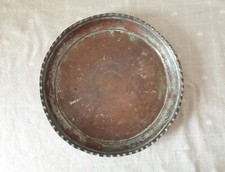 Antico vassoio tondo orientale arabo rame inciso lavorato a mano anni '30
