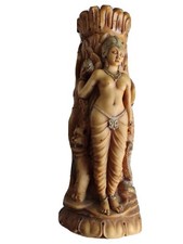 Vaso Candelabro asiatico India Hindu Buddha Donne Resina Vintage Resina avorio