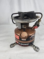 Stufa da campeggio vintage Coleman Exponent Feather 442 doppia alimentazione escursionismo