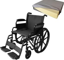 SEDIA A ROTELLE PIEGHEVOLE  AD AUTOSPINTA PER DISABILI E ANZIANI + CUSCINO GEL
