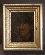 Barocco Dipinto Herr Con Fischietto Antico Telaio