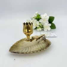  Candeliere Antico in ottone candelabro portacandela Vintage a forma di foglia 