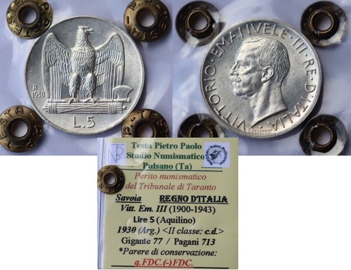 Eccezionale 5 lire 1930 - 5,