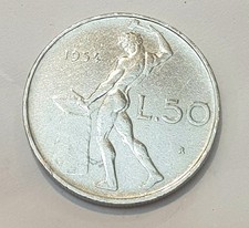 1954 Volcano 50 Lire Coin Rare