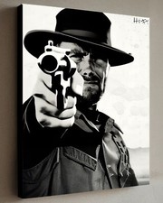 Clint Eastwood Spaghetti Western con COA - Tela incorniciata 40X30 cm firmata Hitt