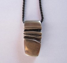 Collana Vintage Hans Hansen Argento 925 Catena Fumè Ciondolo Uomo Gioielli