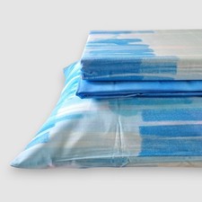 Completo lenzuola matrimoniale in cotone Bassetti Overlay azzurro