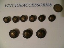 SET 9 BOTTONI 6+3 GIACCA UOMO NERO STEMMA ORO SCURO SARTORIA MERCERIA SARTO