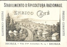 Cartoncino Catalogo Enrico Cané Roma - Materiale Apistico Apicoltura  1895 Miele