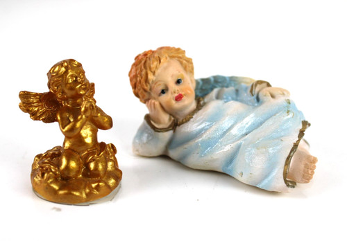 Coppia angeli putti - angeli, resina