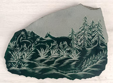 LASTRA DI PIETRA OLLARE INCISA A MANO - F.BIAGIOLO - SONDRIO - 28X21 CM