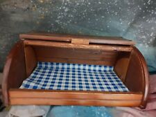 Portapane Con Serrandina Apri e Chiudi Porta Pane In Legno Scuro 39x25x17 cm 