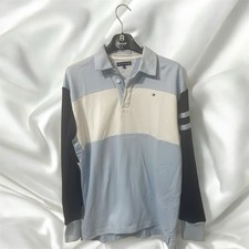 Polo a maniche lunghe Vintage Tommy Hilfiger colore azzurro e bianco,Taglia M