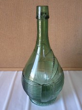 Vecchia bottiglia antica in vetro verde fiasco vintage DAMIGIANA antico