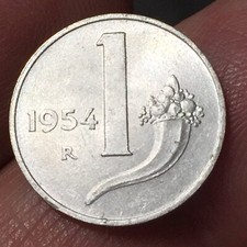 REPUBBLICA ITALIANA 1 LIRA " CORNUCOPIA " 1954 ITALMA 