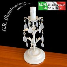 LAMPADA DA COMODINO 1 LUCE BIANCO ORO LUMETTO IN FERRO BATTUTO SHABBY CHIC Cora