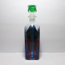 Bottiglia da Liquore in Vetro Colorato, Vintage Fine XX Secolo.