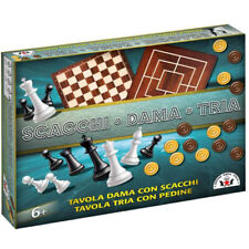 Scacchi Dama Tria - Gioco Società  da Tavolo completo 3in1 Edizione Marca Stella