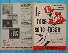 SPARTITO MUSICALE LE ROSE SONO ROSSE PANZERI AL BYRON EVANS EDIZIONI PICKWICK