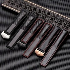 Cinturino orologio pelle per Tag heuer Carrera Monaco F1 nero 19-20-22mm rosso