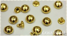 150pz borchie sfuse semisfere con rivetto colore oro diametro 10 mm