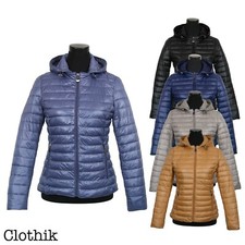 PIUMINO DONNA 100 grammi giubbotto corto giacca cappuccio rimovibile slim 028