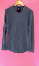 Maglietta girocollo manica lunga da uomo Hollister in cotone colore blu...