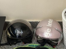 Coppia Di Caschi jet Moto Scooter Nero e Glicine