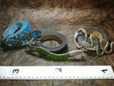 CINTURA PELLE 2 CM FIBBIA gioiello strass artigianale vintage BELT BUCKLE ME8