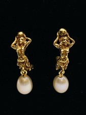 Orecchini Pendenti Scultura Germano Gioielli  Oro 18 kt Cera Persa Made In Italy