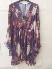 Vestito Vestitino Abito Donna Fantasia Scollo a V manica Ad Angelo. 