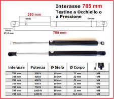 PISTONE a GAS Interasse 785 mm Fissaggio Occhiello Ø 8,2 o Pressione - 1 Pezzo