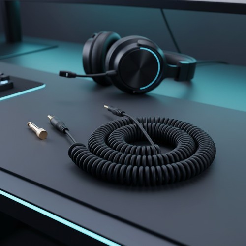 Coiled audio cable 5mm to - audio,