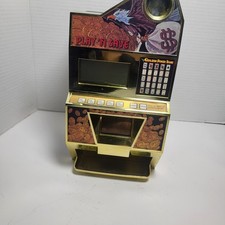 Vntg Target Video Poker GOLDEN POKER BANK Slot Machine con Orologio in Scatola - FUNZIONANTE