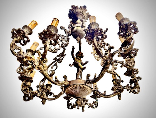 Lampadario barocco bronzo - lampadario, in