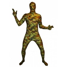 MORPHSUIT COMMANDO COSTUME HALLOWEEN CORPO INTERO MIMETICO VERDE MILITARE ADULTO XL