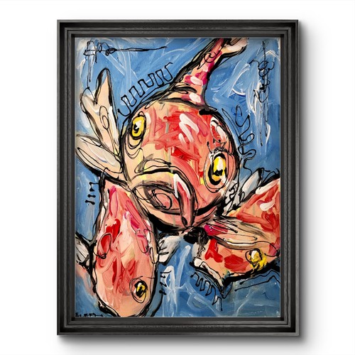 Aleph original art fish 14x11 - original,