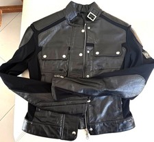 Belstaff Black Leather Bomber Women Size 42 - Malenotti Made in Italy