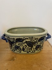 Retro blue floral foot bath - blue,