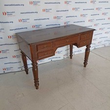 Scrittoio Antico Stile Arte Povera Legno Massello Gambe Tornite Italia Fine 800