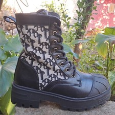 STIVALI DONNA ANFIBI  pelle pu moto scarponcini 37 38