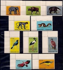 Rullo uccellini nero cicogna aquila/rapaci animali elefante scimmia bestiame MNH