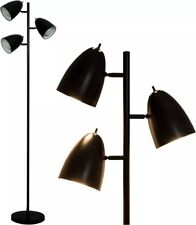 Lampada da Terra LED 3 Paralumi Metallo Regolabile Luce Calda Teste Rotanti Nero