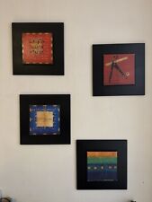 Set di 4 quadri ornamentali astratti con cornice nera 24 x 24