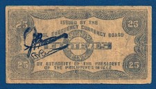 25 Centavos 1942. WWII war Philippines banknotes, Emergency Currency Board !