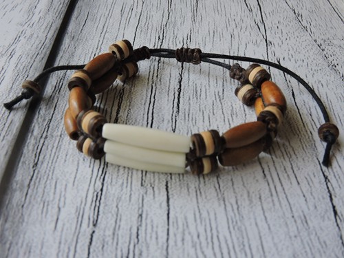 Bracciale etnico legno - ,
