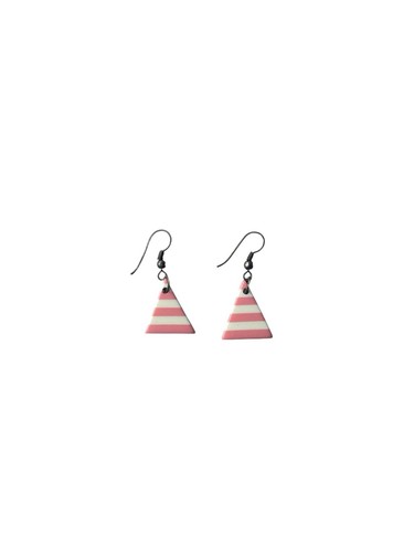 Pink triangle striped earrings - triangle,