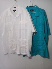 Lot of 2 4XL 4X XXXXL Mens Guayabera shirt by Omega Italy 20 20.5