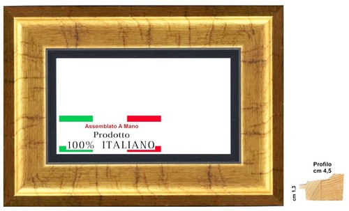 Cornice legno oro con rigo - legno,
